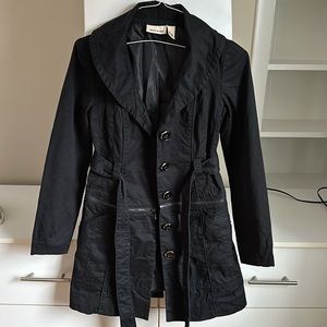 DKNY JEANS Vintage Cotton Black Belted Trench Coat